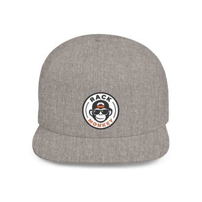 Rack Monkey Embroidered Logo Streetwear Cap -Flat Bill Snapback Hat