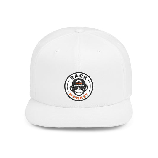 Rack Monkey Embroidered Logo Streetwear Cap -Flat Bill Snapback Hat