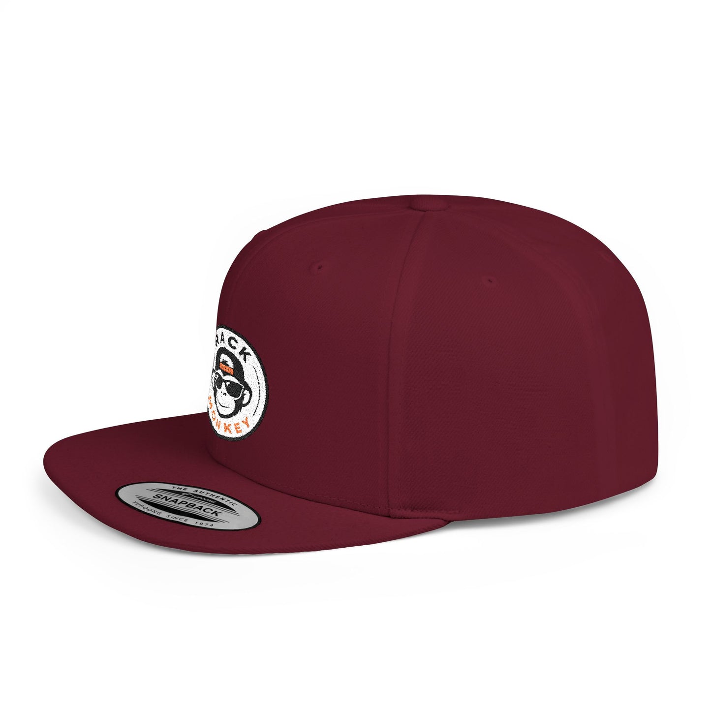 Rack Monkey Embroidered Logo Streetwear Cap -Flat Bill Snapback Hat