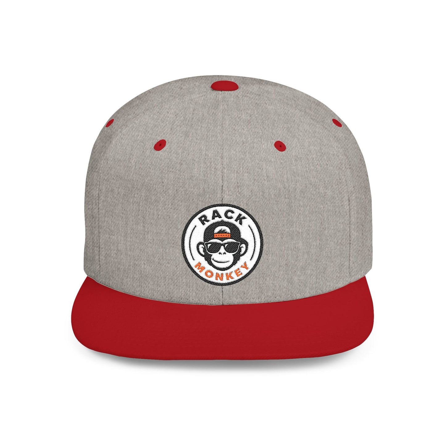 Rack Monkey Embroidered Logo Streetwear Cap -Flat Bill Snapback Hat