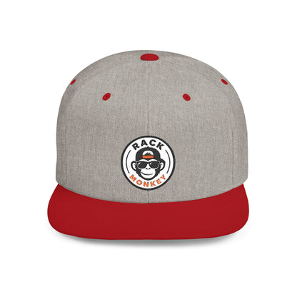 Rack Monkey Embroidered Logo Streetwear Cap -Flat Bill Snapback Hat