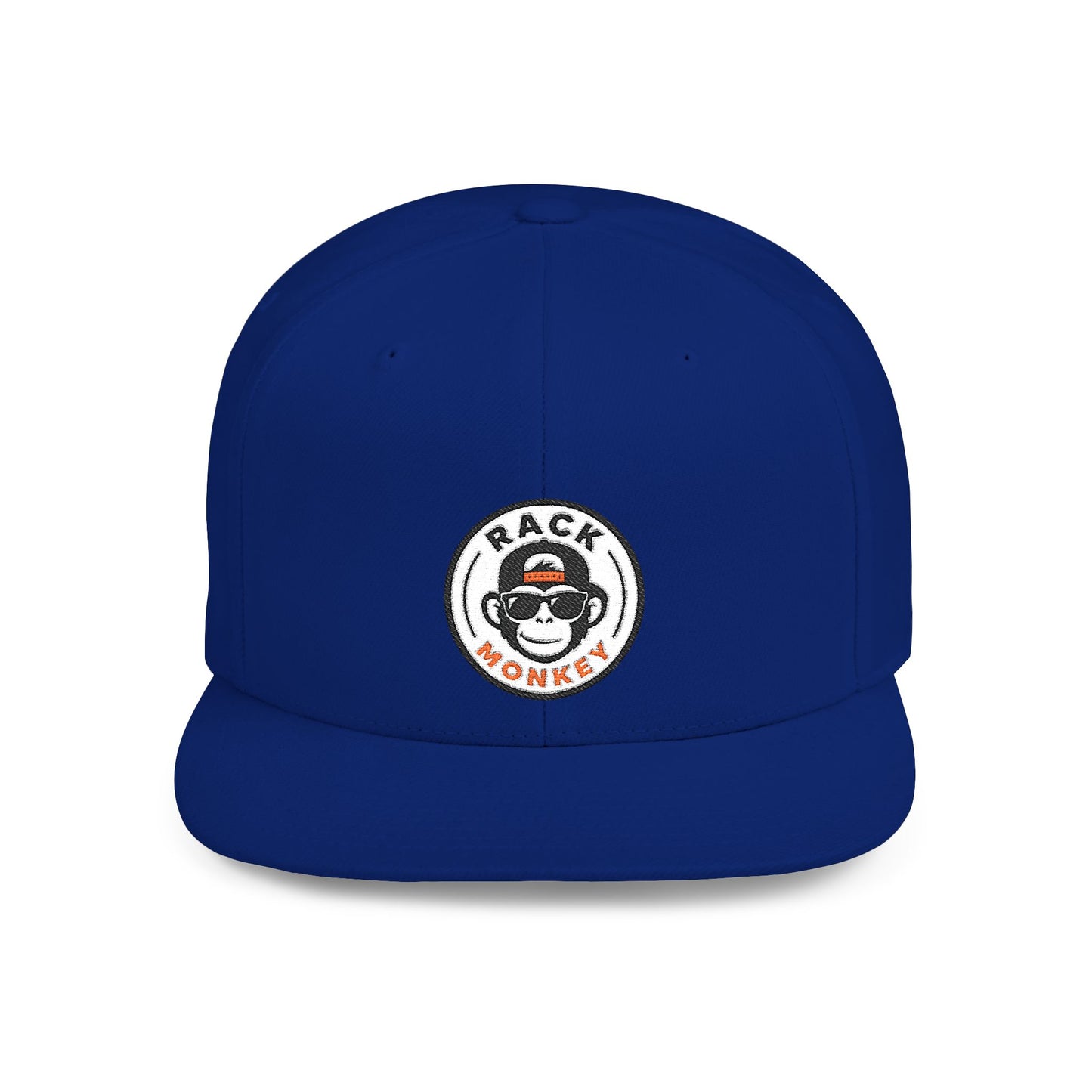 Rack Monkey Embroidered Logo Streetwear Cap -Flat Bill Snapback Hat