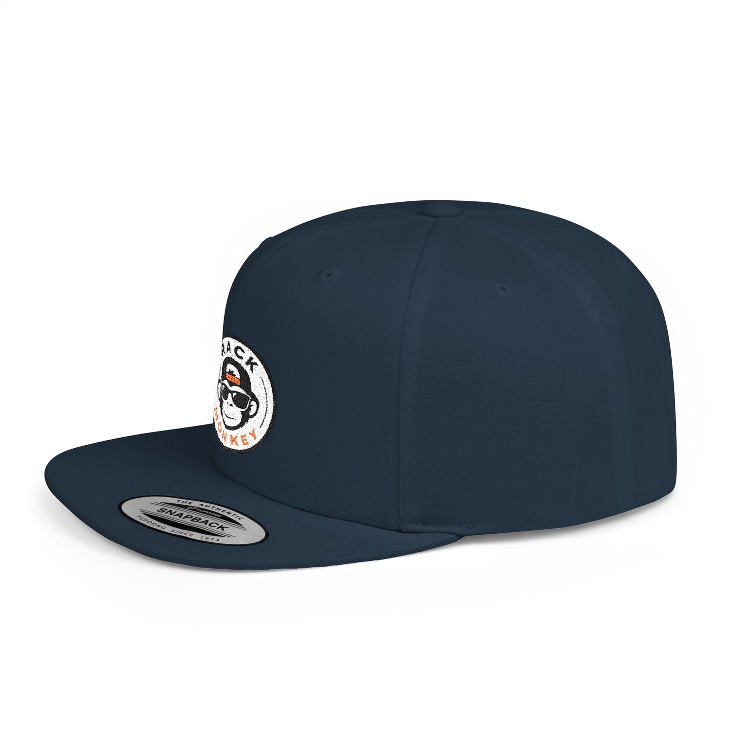 Rack Monkey Embroidered Logo Streetwear Cap -Flat Bill Snapback Hat
