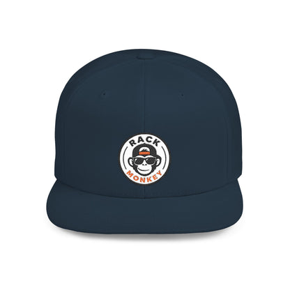 Rack Monkey Embroidered Logo Streetwear Cap -Flat Bill Snapback Hat