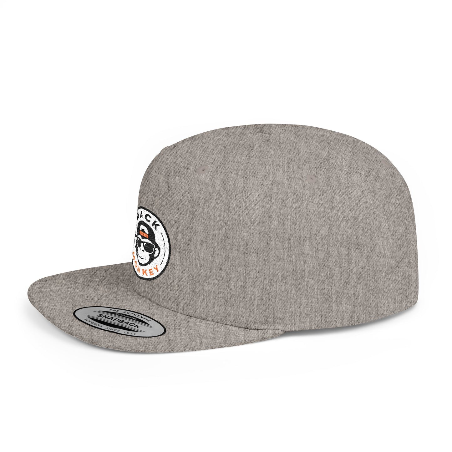 Rack Monkey Embroidered Logo Streetwear Cap -Flat Bill Snapback Hat