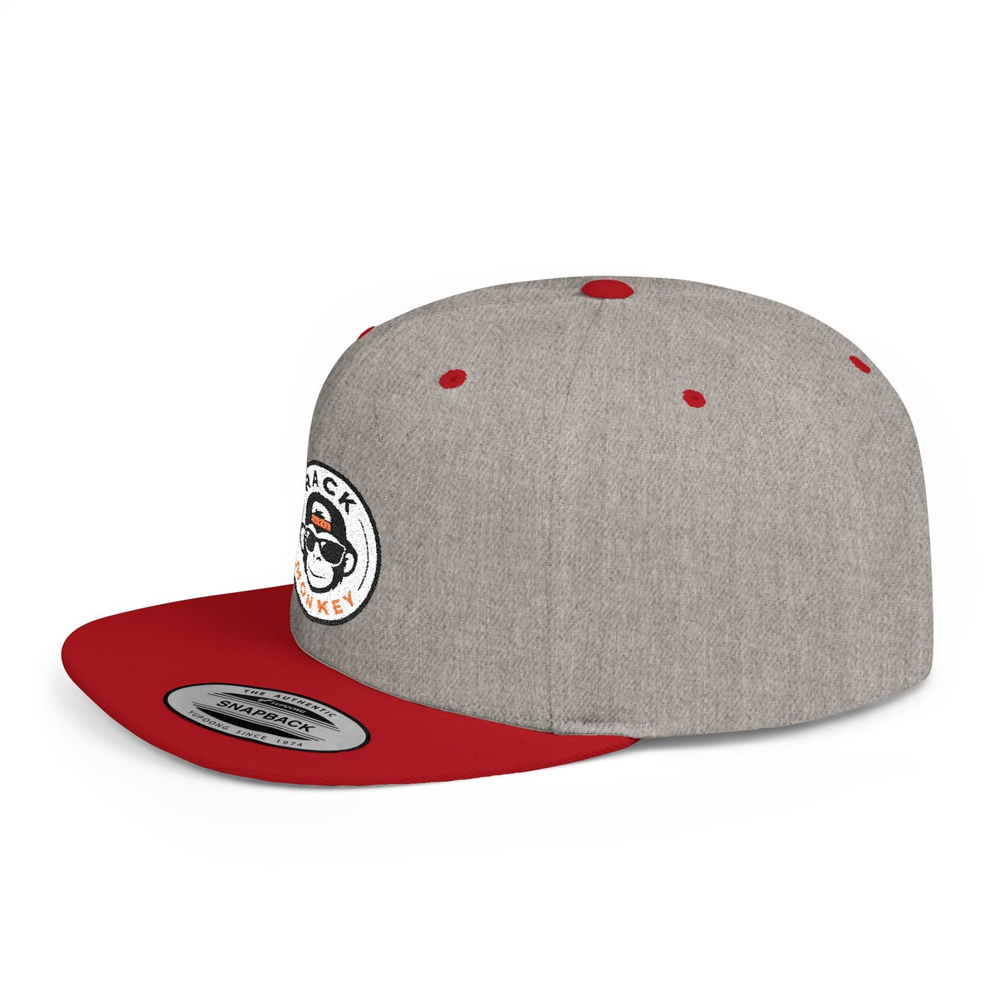 Rack Monkey Embroidered Logo Streetwear Cap -Flat Bill Snapback Hat