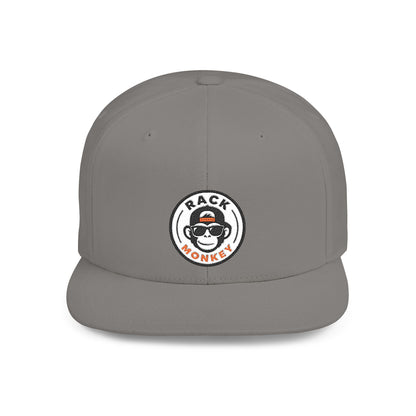Rack Monkey Embroidered Logo Streetwear Cap -Flat Bill Snapback Hat