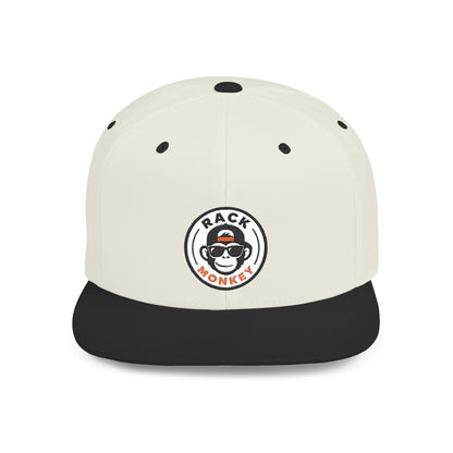 Rack Monkey Embroidered Logo Streetwear Cap -Flat Bill Snapback Hat