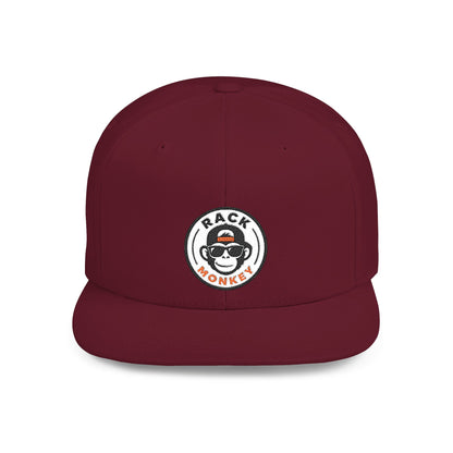 Rack Monkey Embroidered Logo Streetwear Cap -Flat Bill Snapback Hat